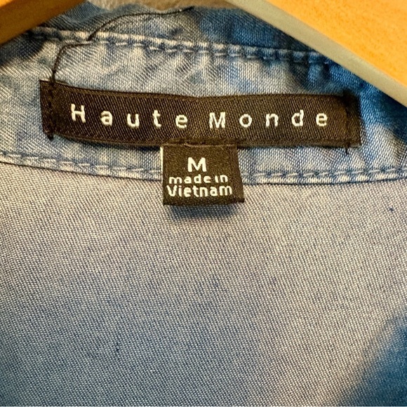 Haute Monde Denim Smock Waist Long Sleeve Blouse, Womens size Medium - Picture 4 of 13